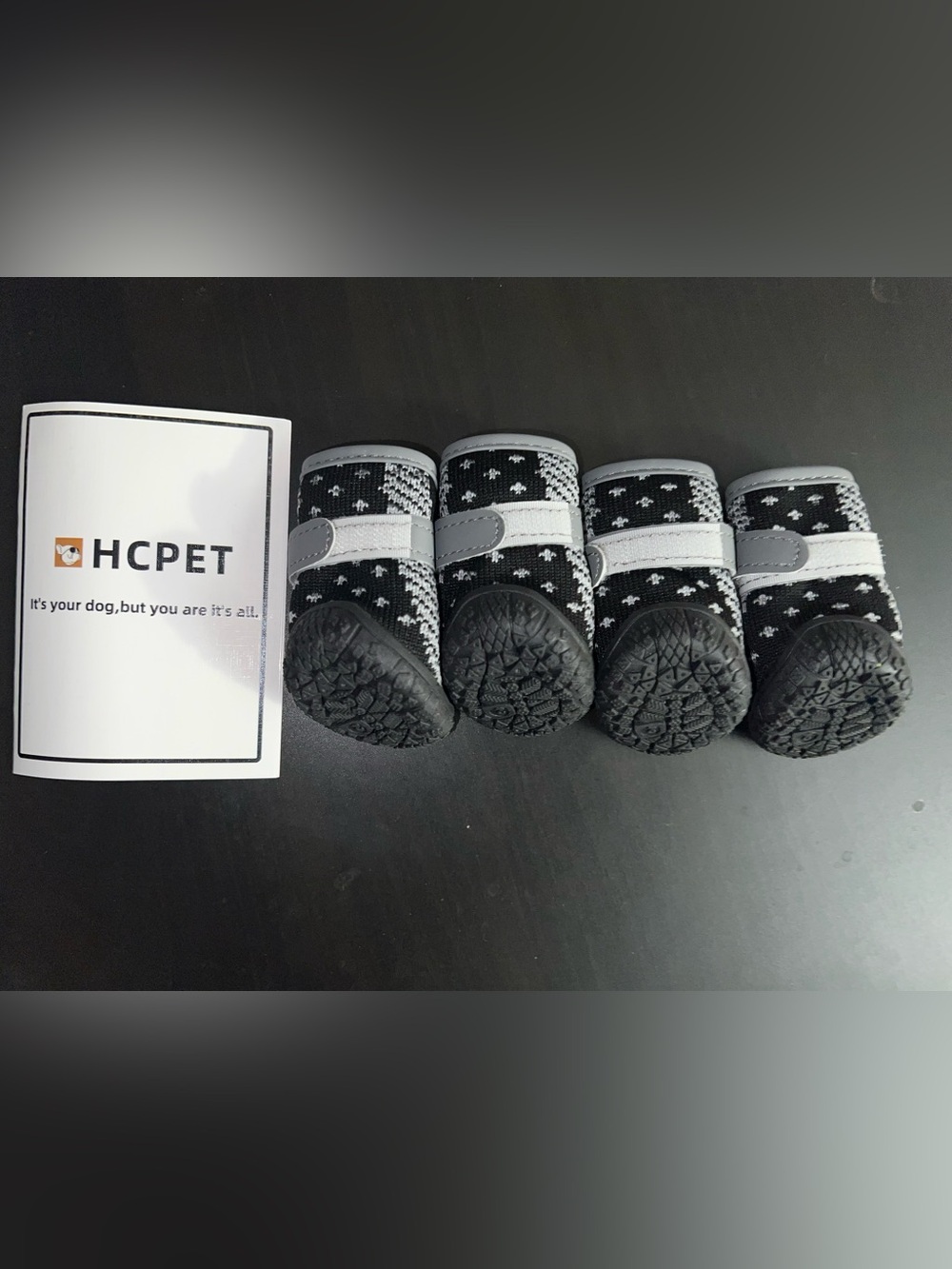 HCPet Paw Slippers Black & Gray Hiking Booties Dog Cat Walking NWT